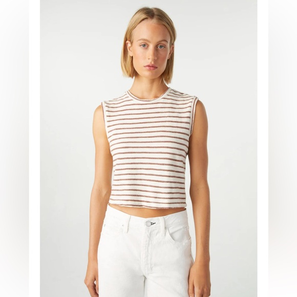AMO Tops - AMO SLEEVELESS BABE TEE IN BONE MEDIUM‎ NWT